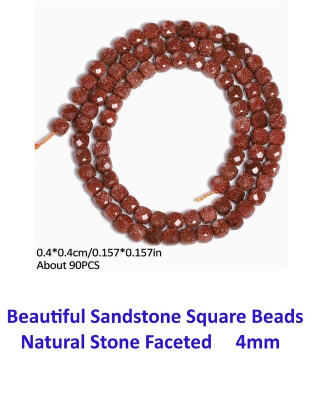 Beautiful Sandstone Square Beads Natural Stone Faceted 4mm Cube About 90 Beads